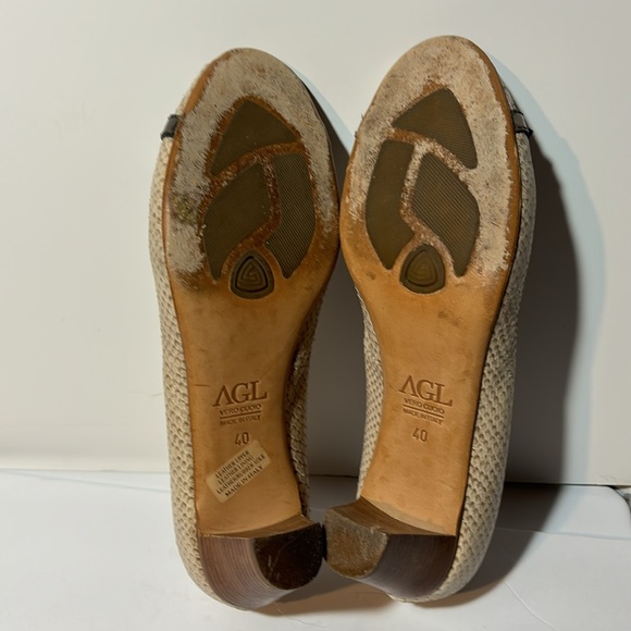 AGL Attilio Giusti Leombruni Snake Embossed Leather Pumps Peep Toe Belted 9.5 US - Picture 7 of 7